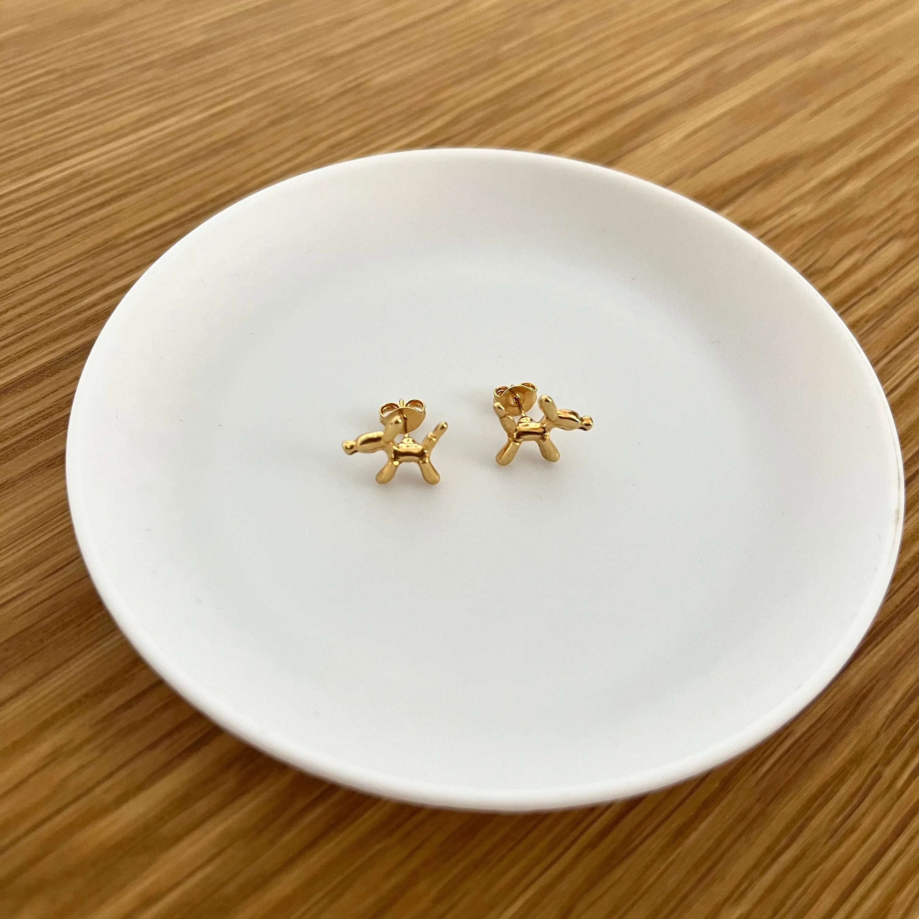 Aretes Perrito Globo Aretes Gold Muun Jewelry