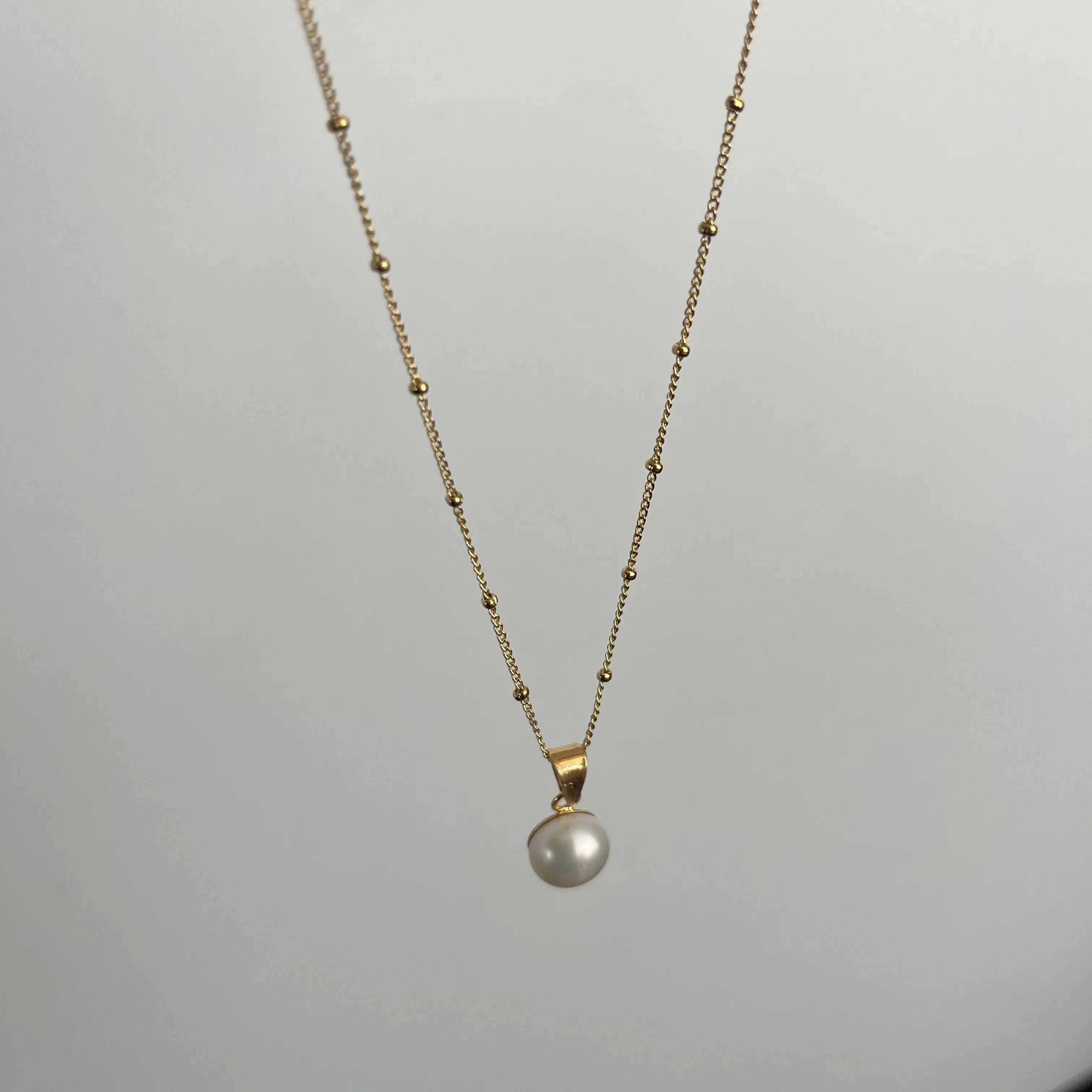 Collar Perla Natural cadena bolitas Collares Gold Muun Jewelry