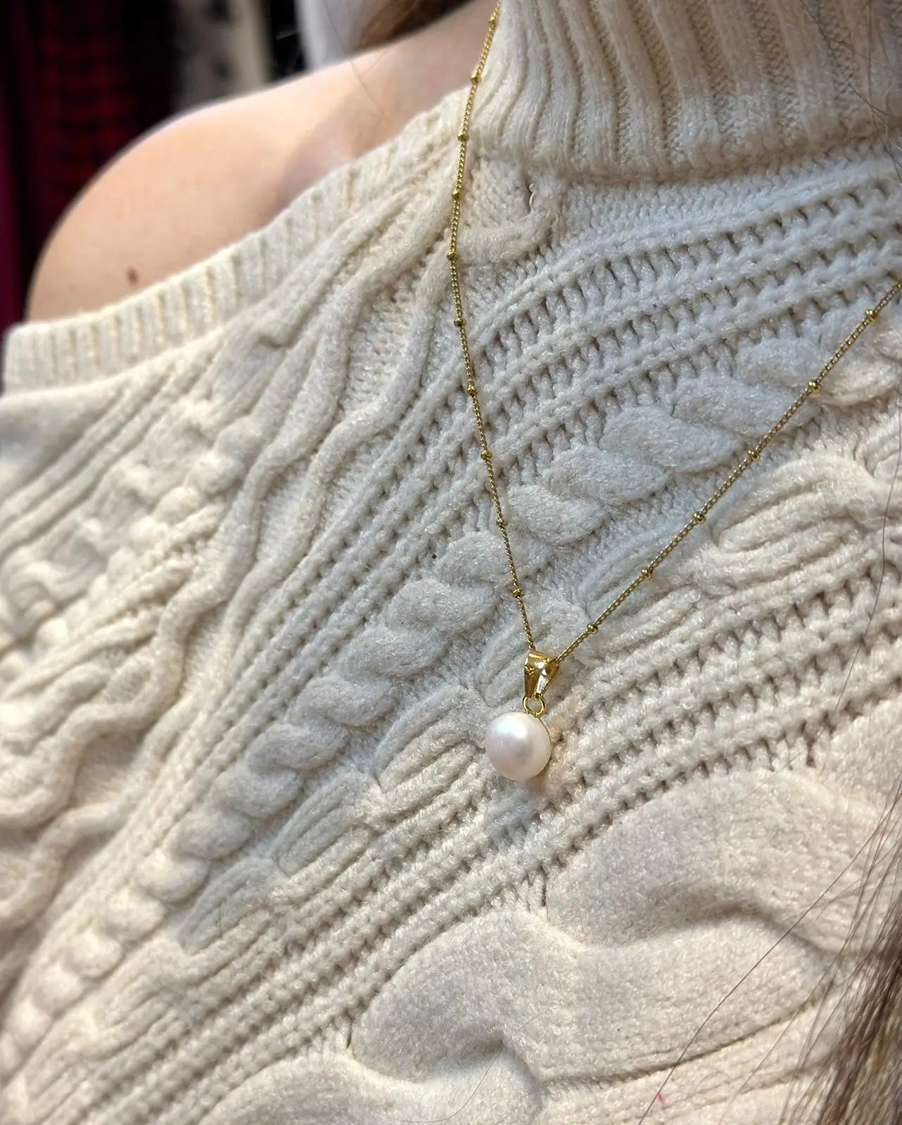 Collar Perla Natural cadena bolitas Collares Gold Muun Jewelry
