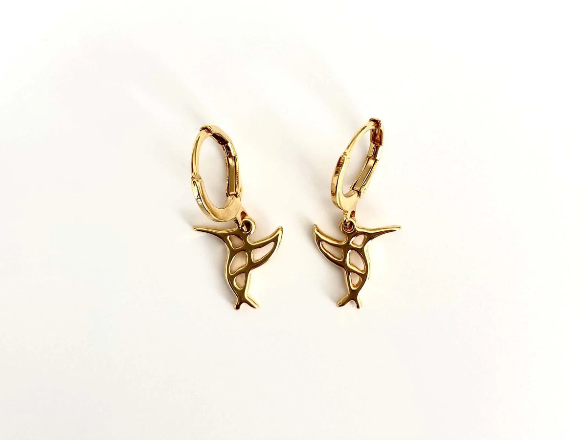 Par Arracadas Colibrí Huggies Muun Jewelry