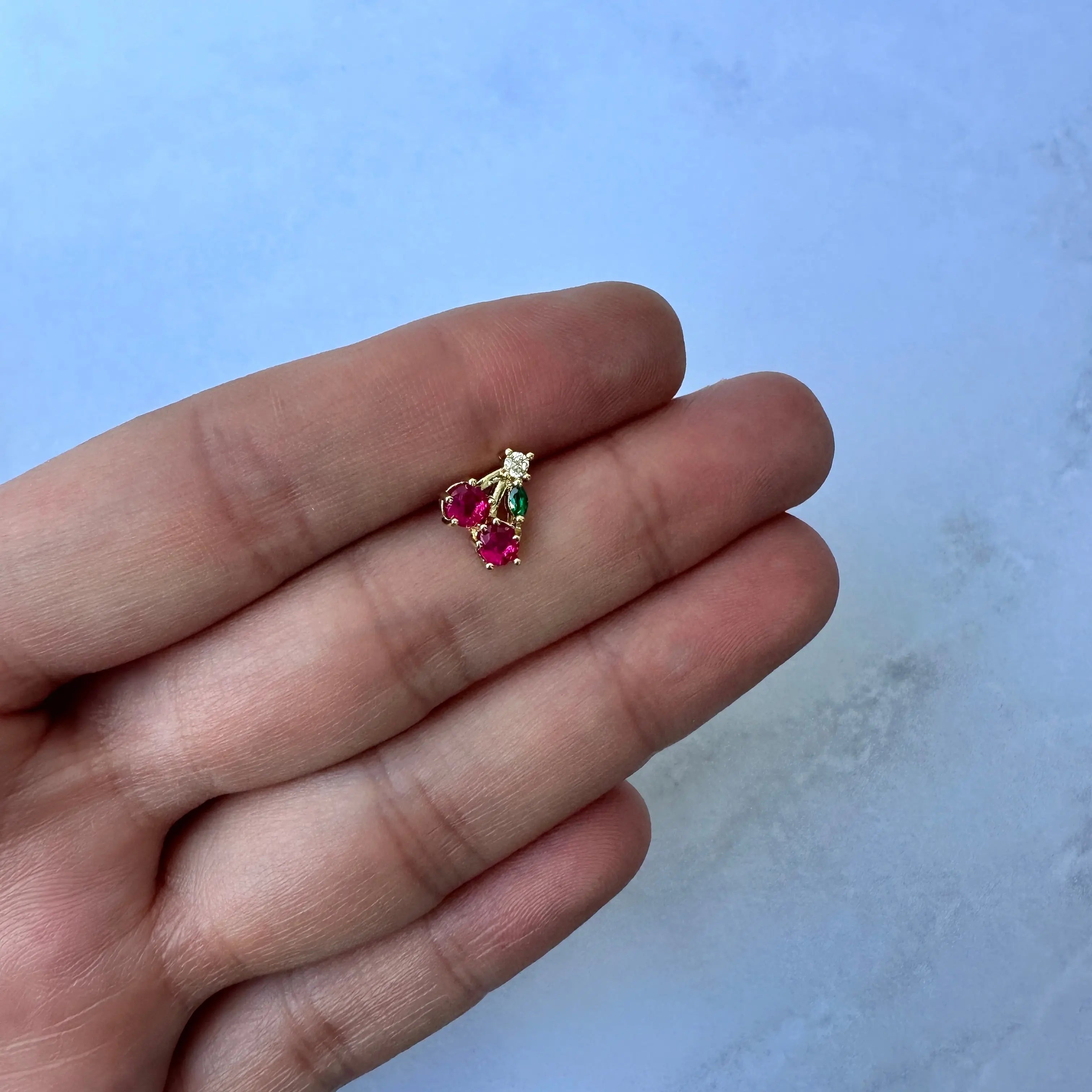 Piercing Acero Cereza dorado Muun Jewelry