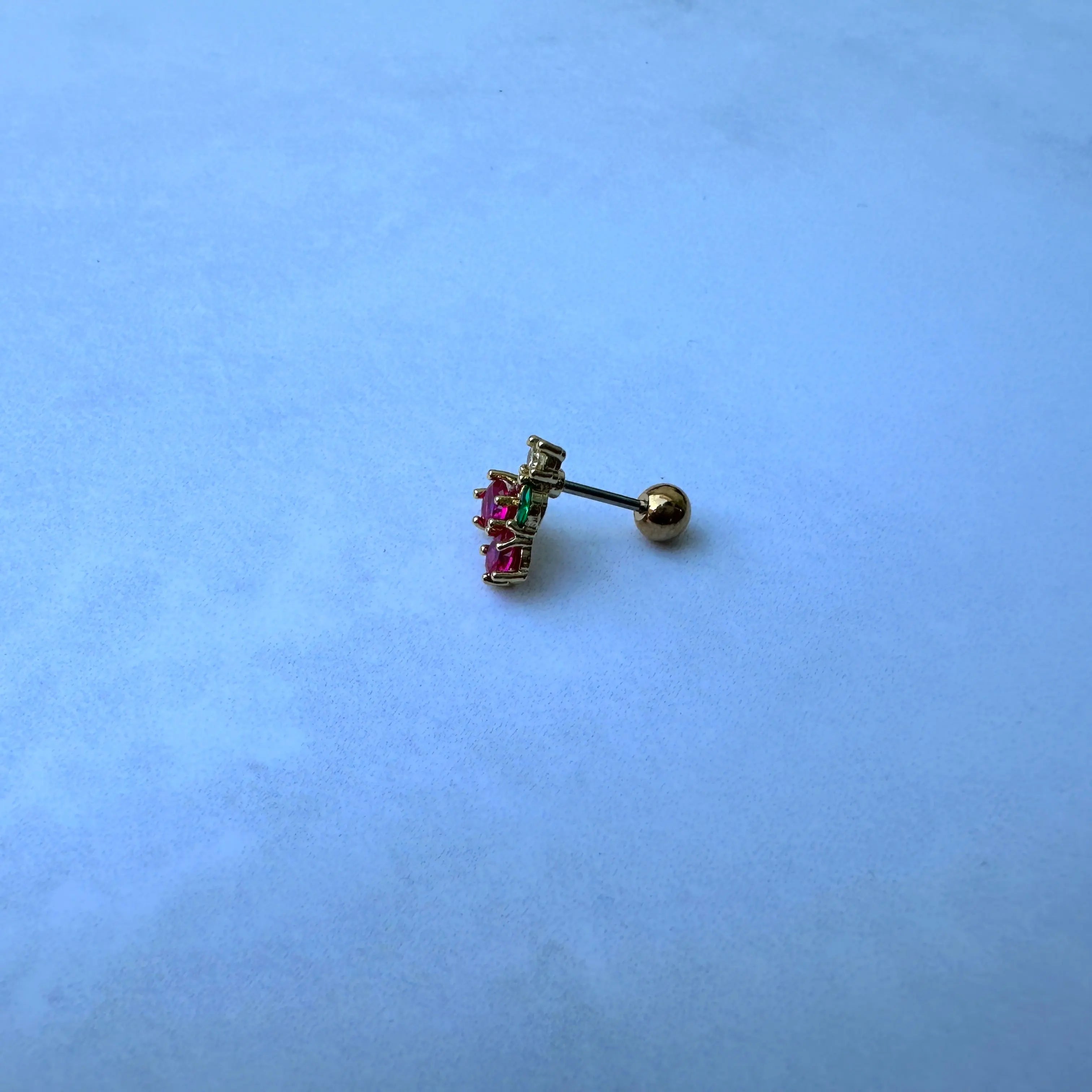 Piercing Acero Cereza dorado Muun Jewelry