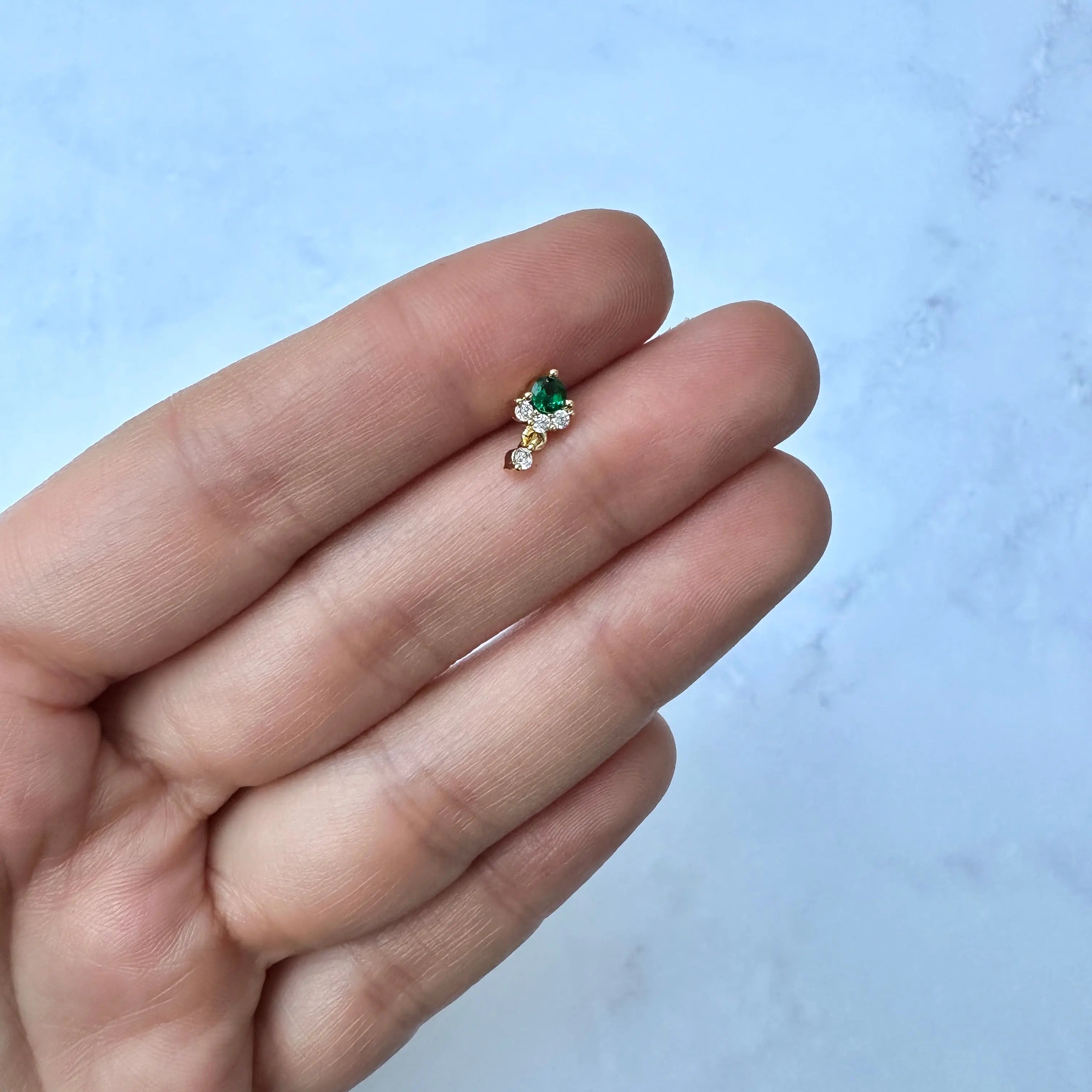 Piercing Acero Colgante verde dorado Muun Jewelry