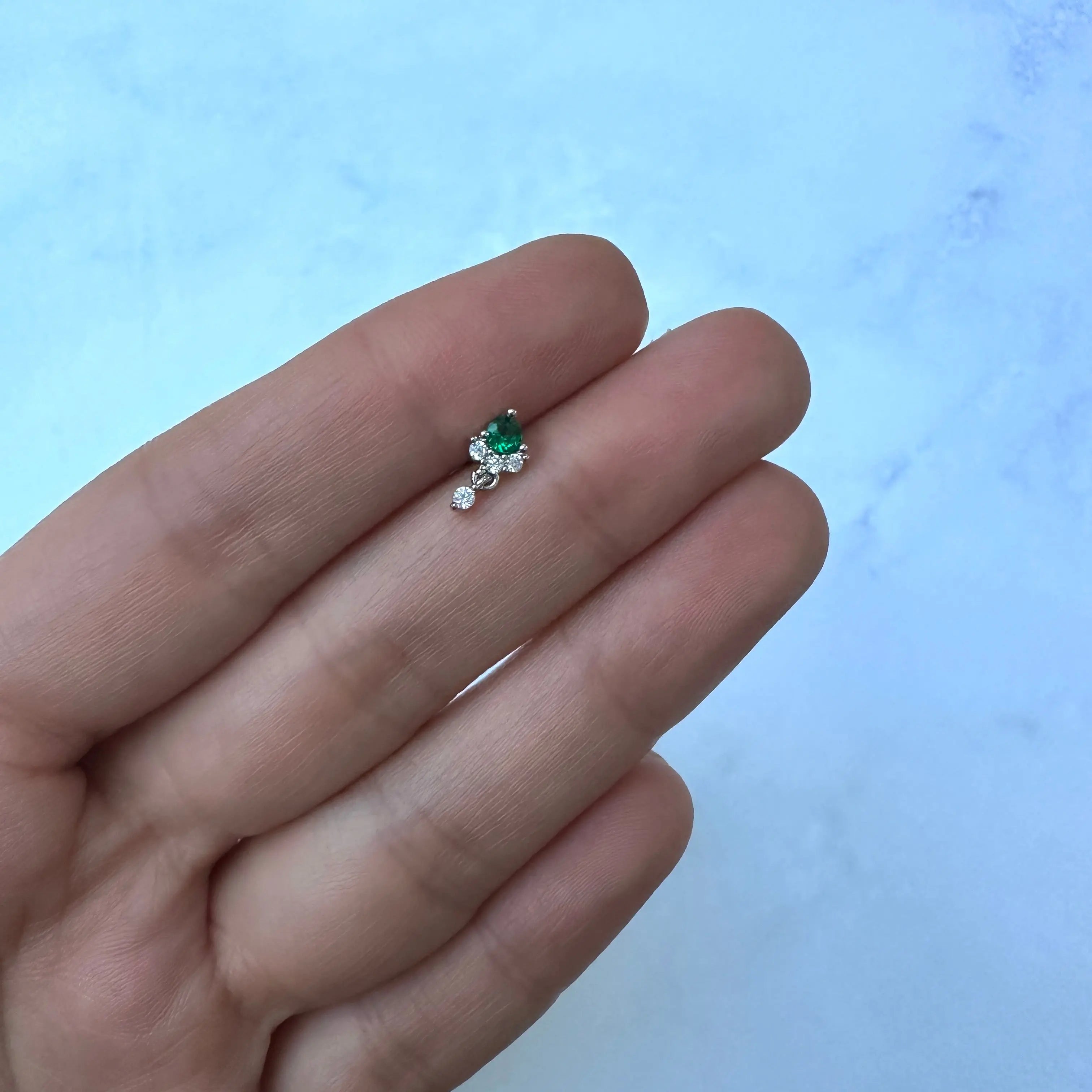 Piercing Acero Colgante verde plateado Muun Jewelry