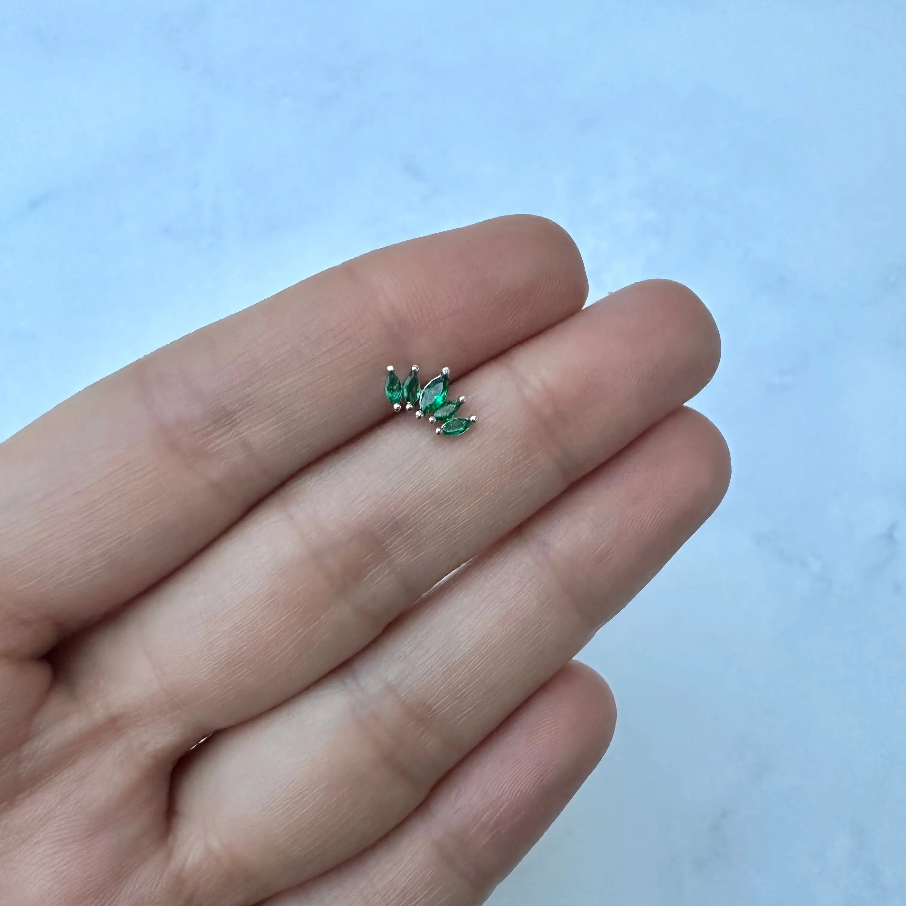 Piercing Acero Corona Verde plateado Muun Jewelry