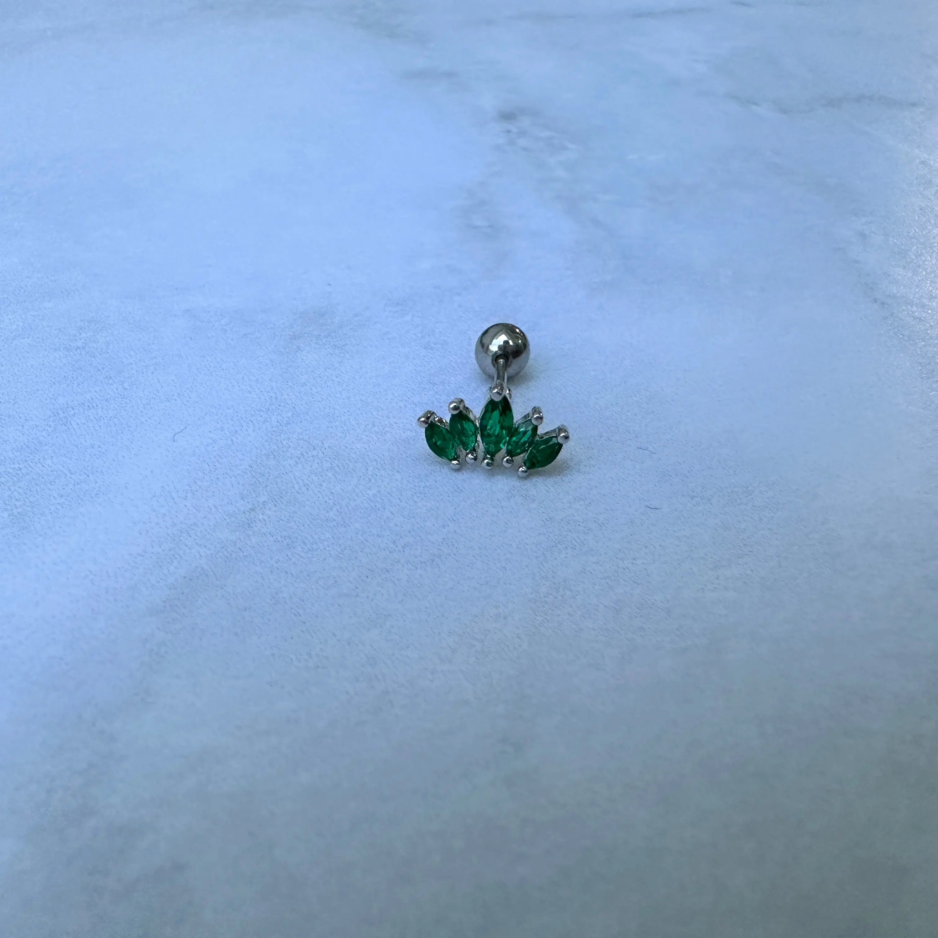 Piercing Acero Corona Verde plateado Muun Jewelry