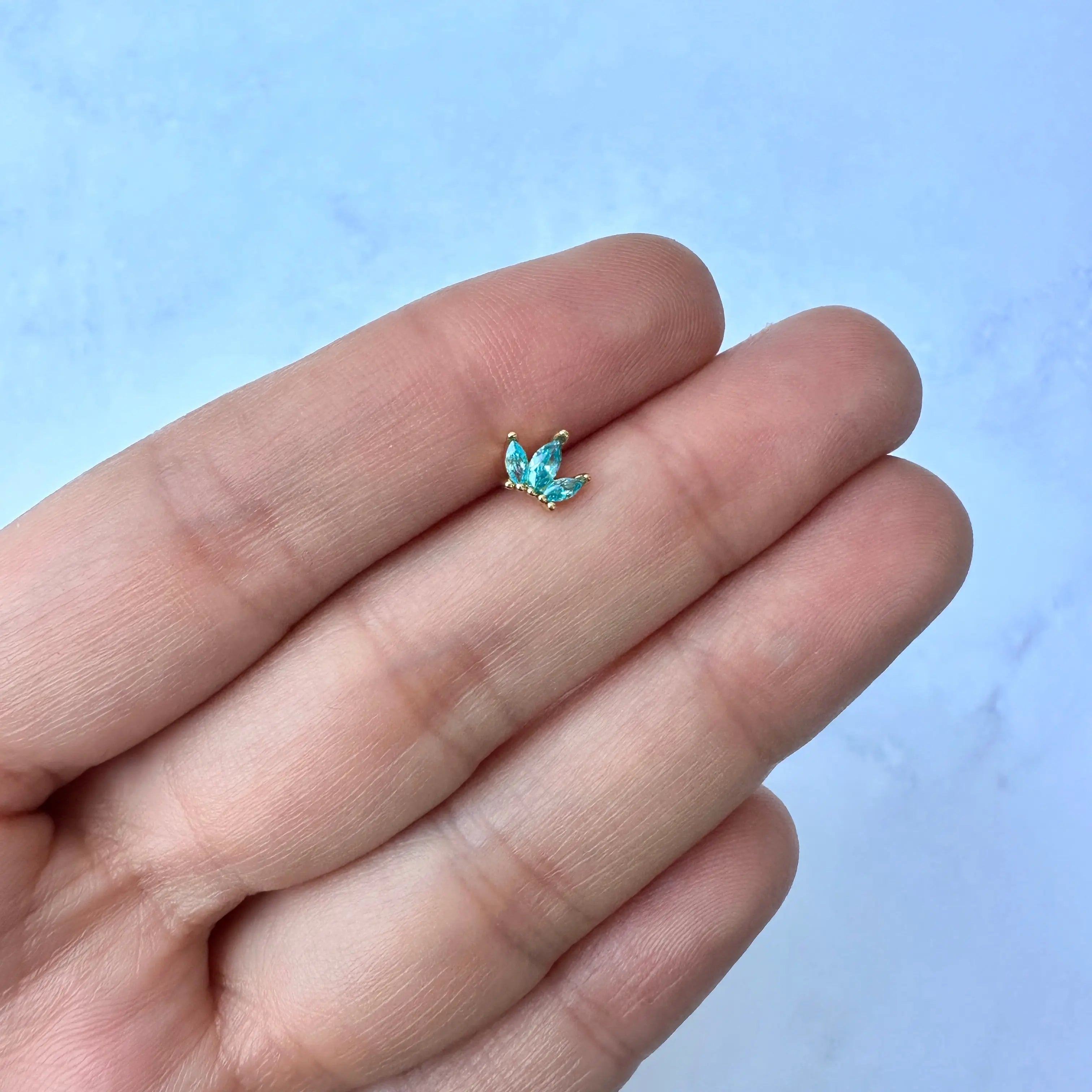 Piercing Acero Corona azul dorado Muun Jewelry