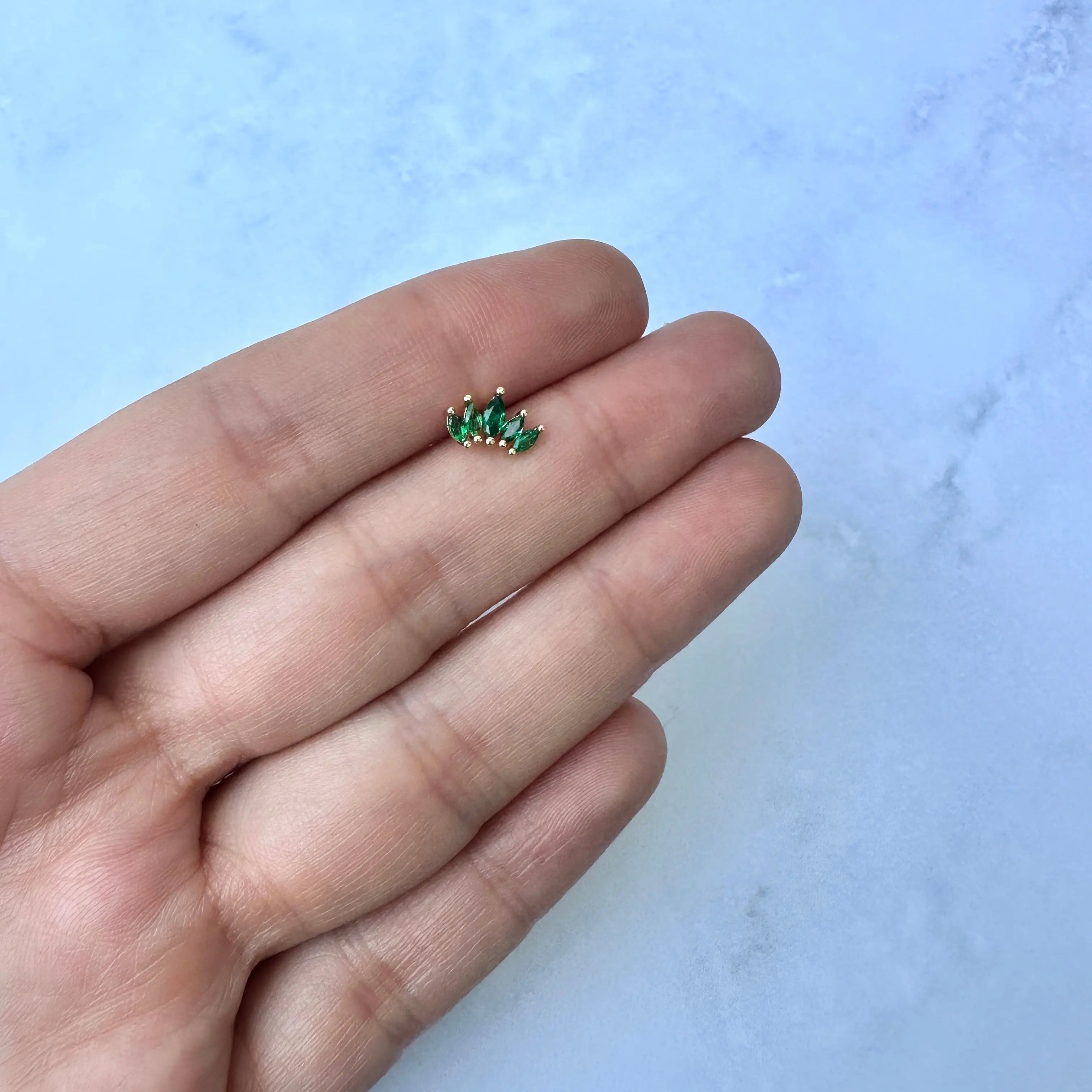 Piercing Acero Corona verde dorado Muun Jewelry