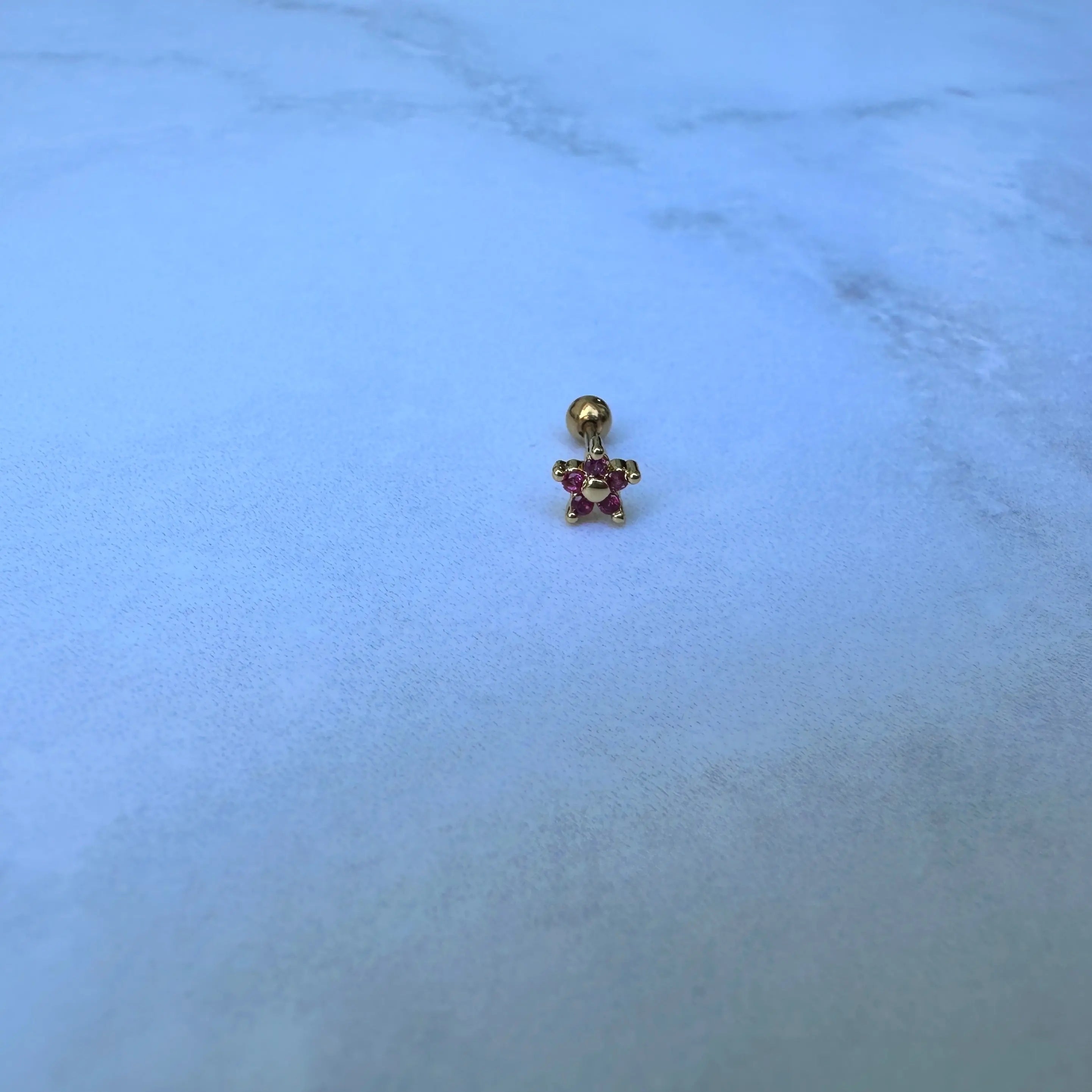 Piercing Acero Flor Rosa m dorado Muun Jewelry