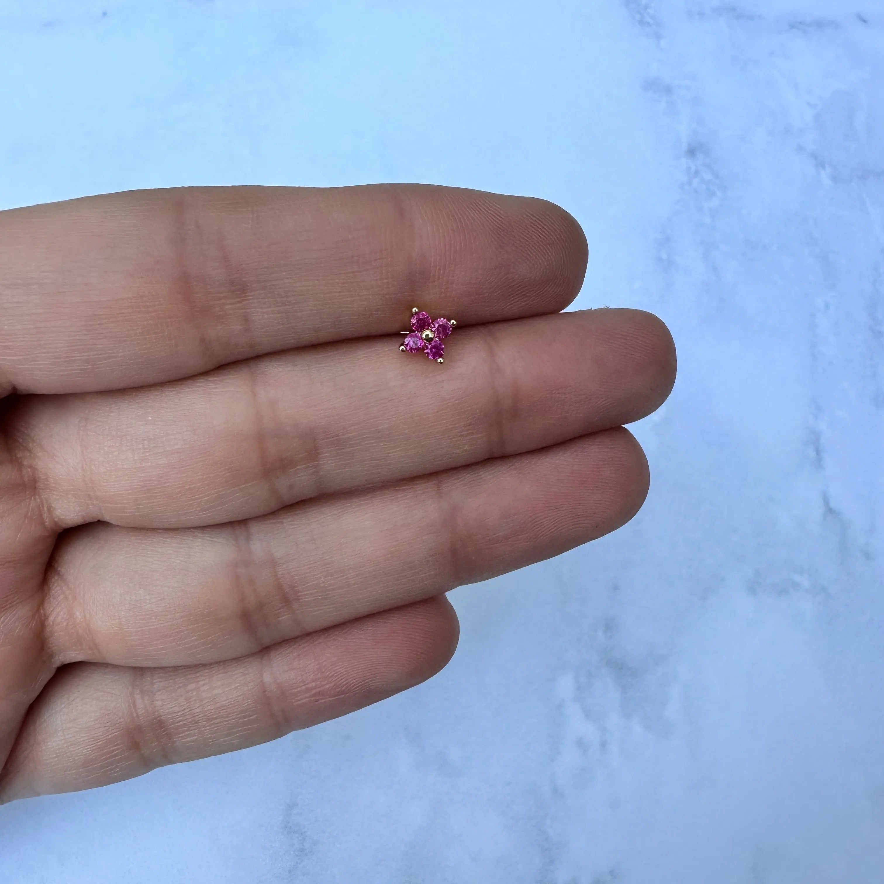 Piercing Acero Flor rosa g dorado Muun Jewelry