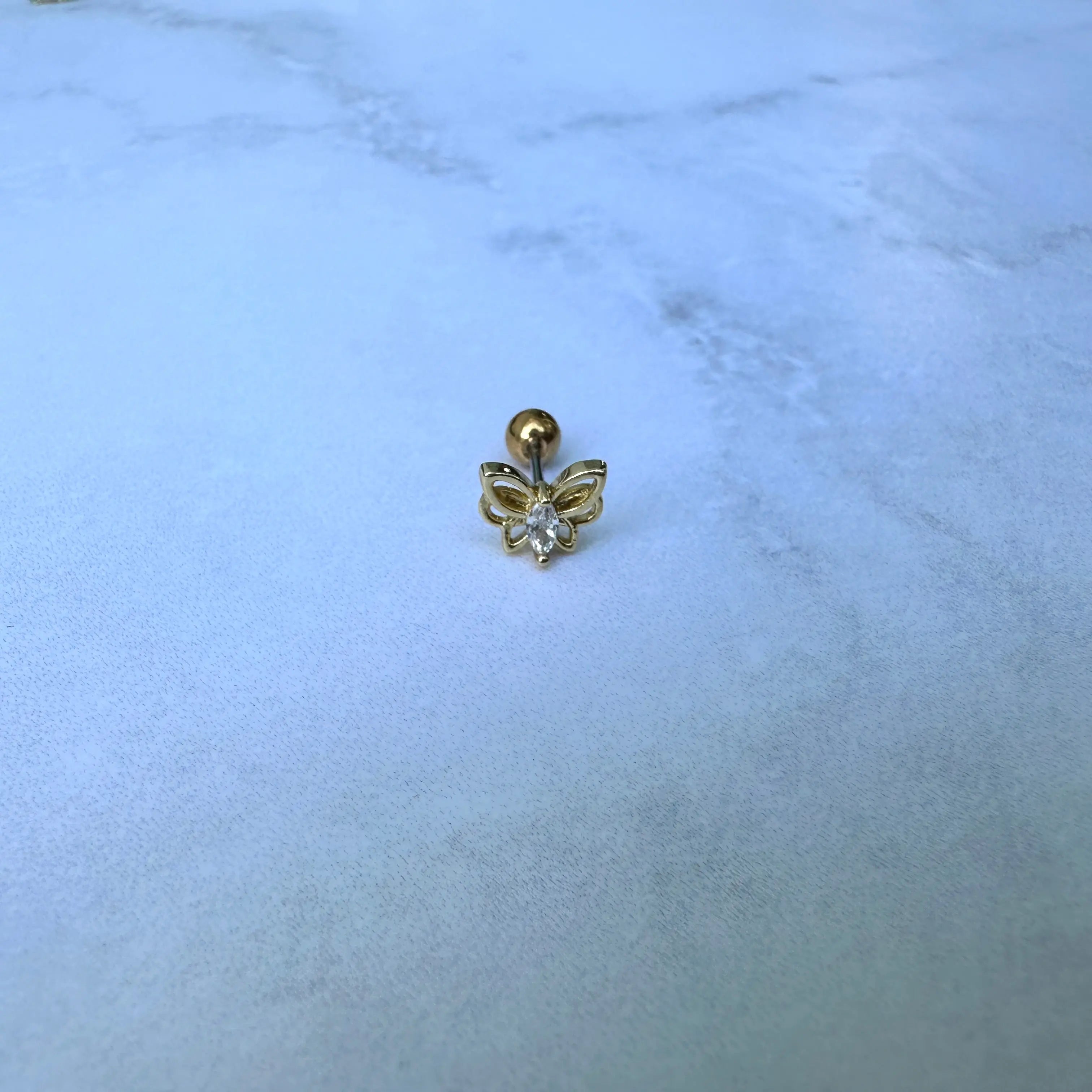 Piercing Acero Mariposa zirconia dorado Muun Jewelry