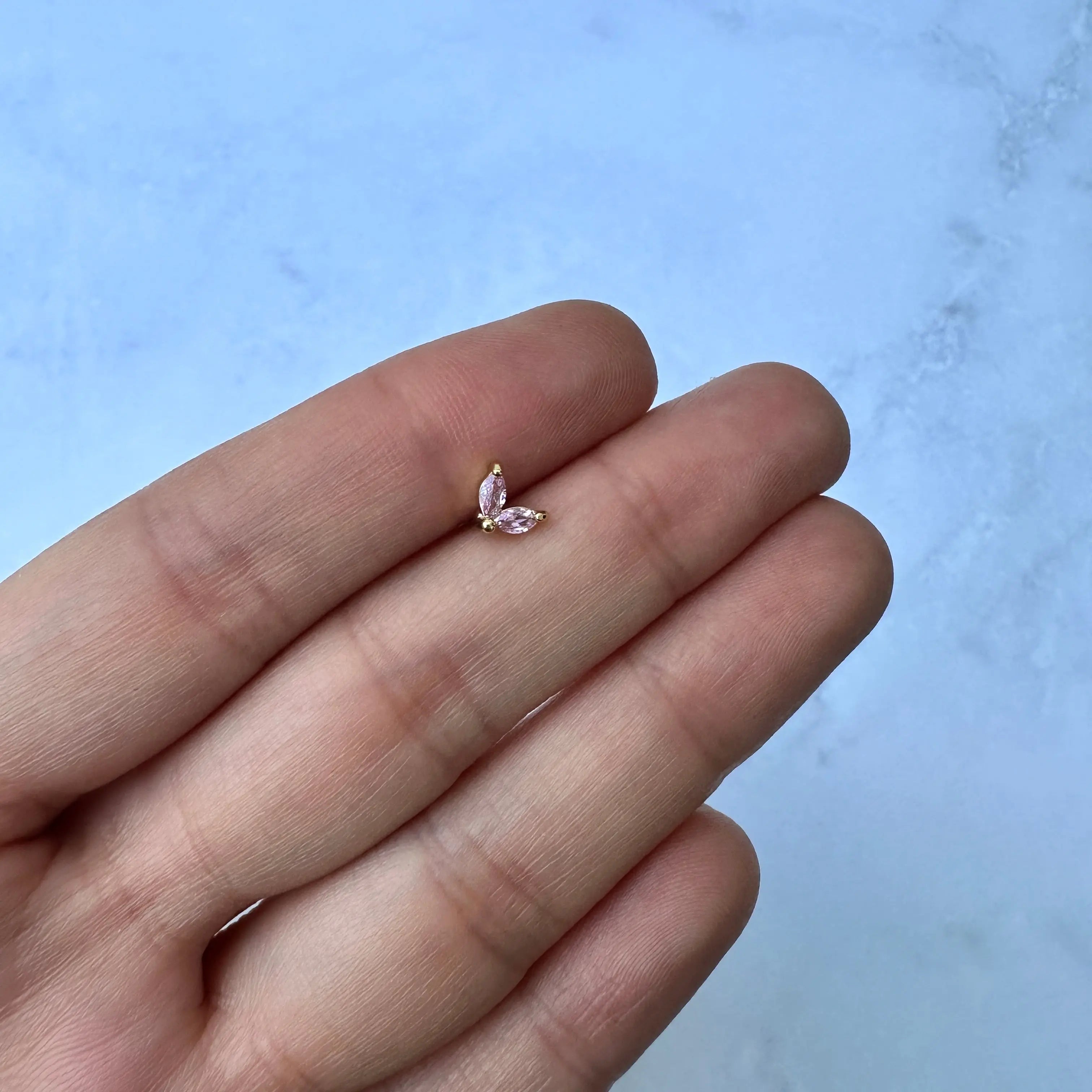 Piercing Acero Palomita Rosa dorado Muun Jewelry