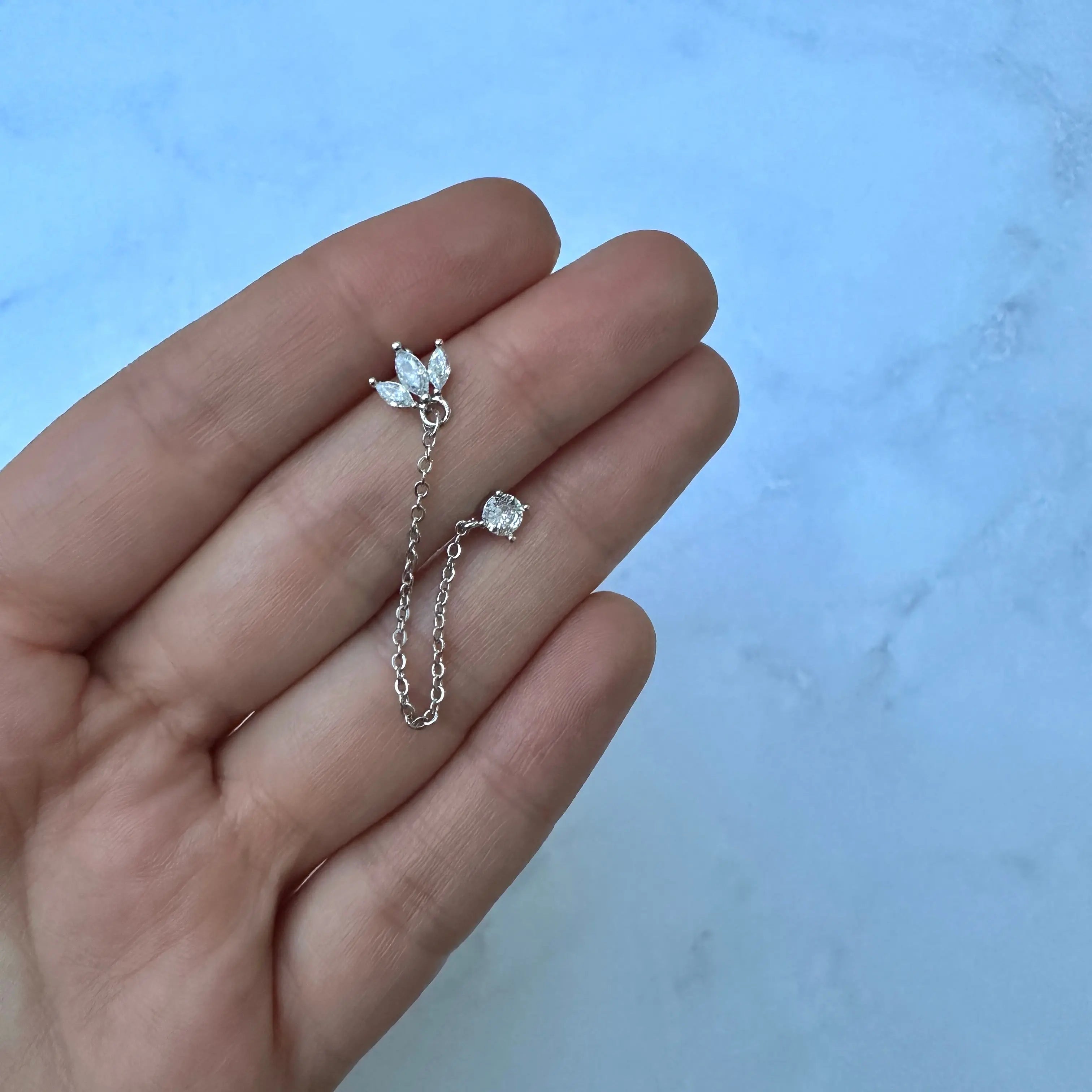 Piercing Acero Zirconia doble plateado Muun Jewelry