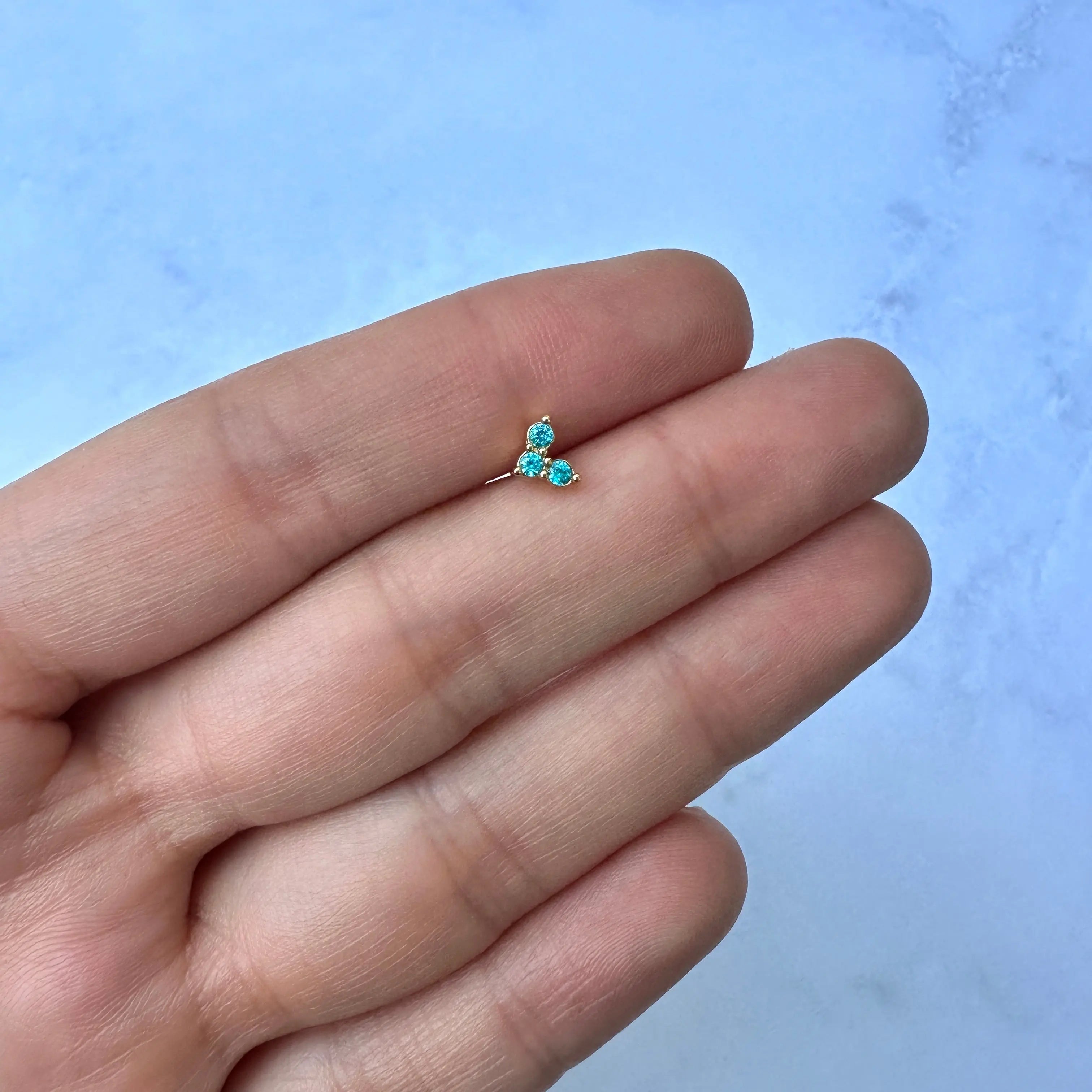 Piercing Acero Zirconias Azules dorado Muun Jewelry