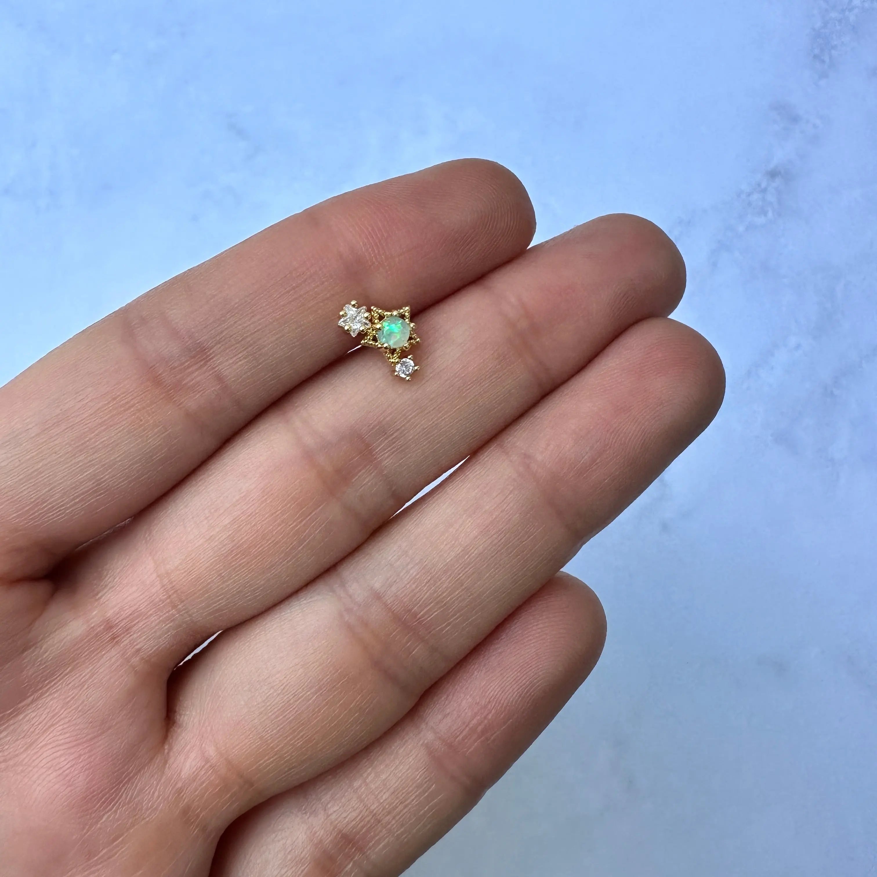 Piercing Acero estrella y zirconia dorado Muun Jewelry