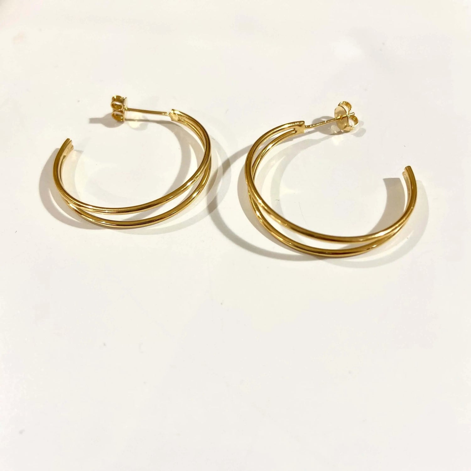 Arracada Doble Grande Aretes Gold  Muun Jewelry