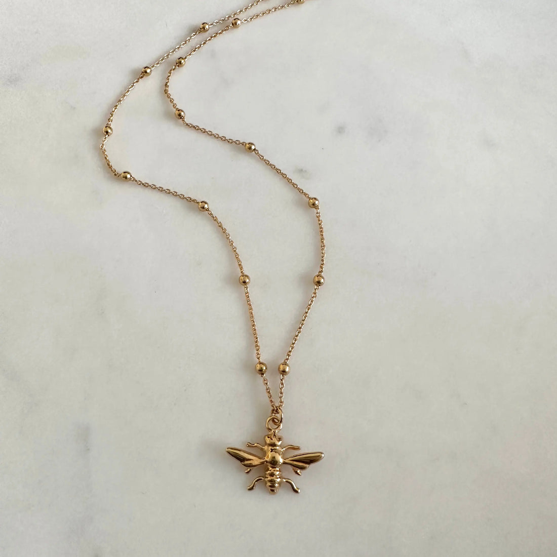 Collar Abeja Cadena Bolitas Collar Gold  Muun Jewelry