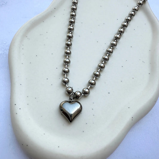 Collar Chunky Corazón Plateado   Muun Jewelry