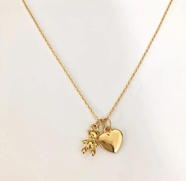 Collar Osito y Corazón Collares Gold  Muun Jewelry