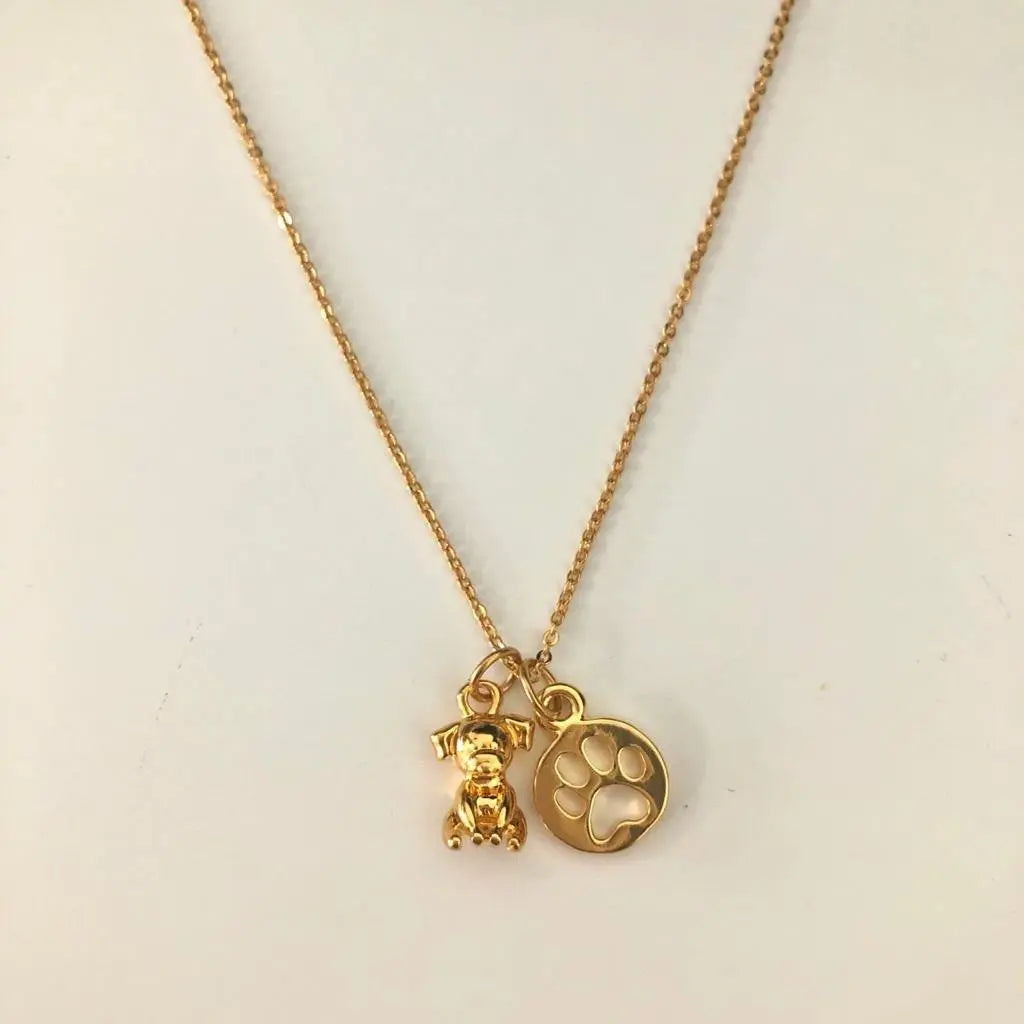 Collar Perrito y Huellita Collares Gold  Muun Jewelry
