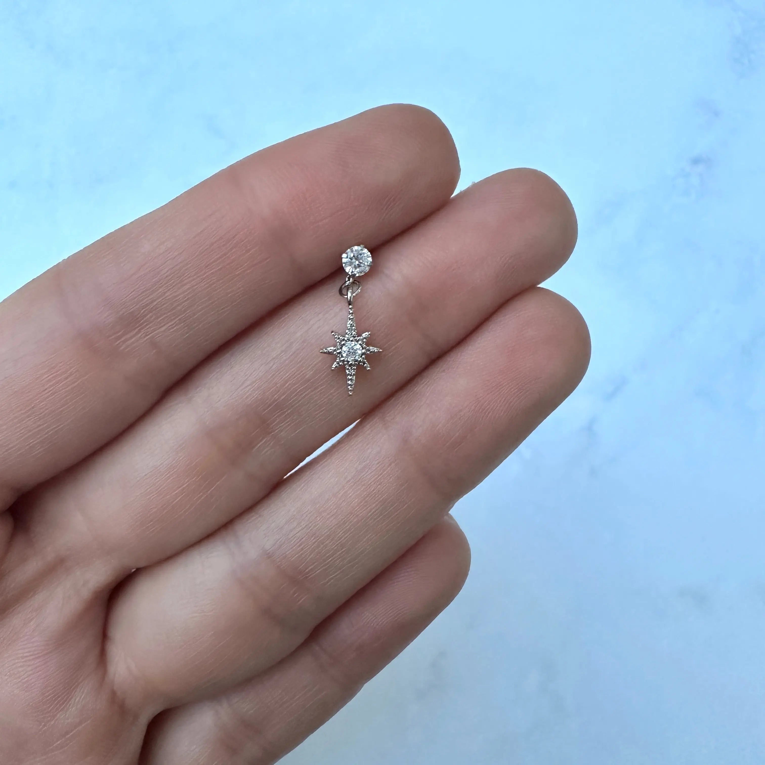 Piercing Acero Estrella del norte plateado   Muun Jewelry