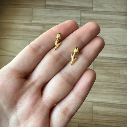 Tulipán Broquel Aretes Gold  Muun Jewelry